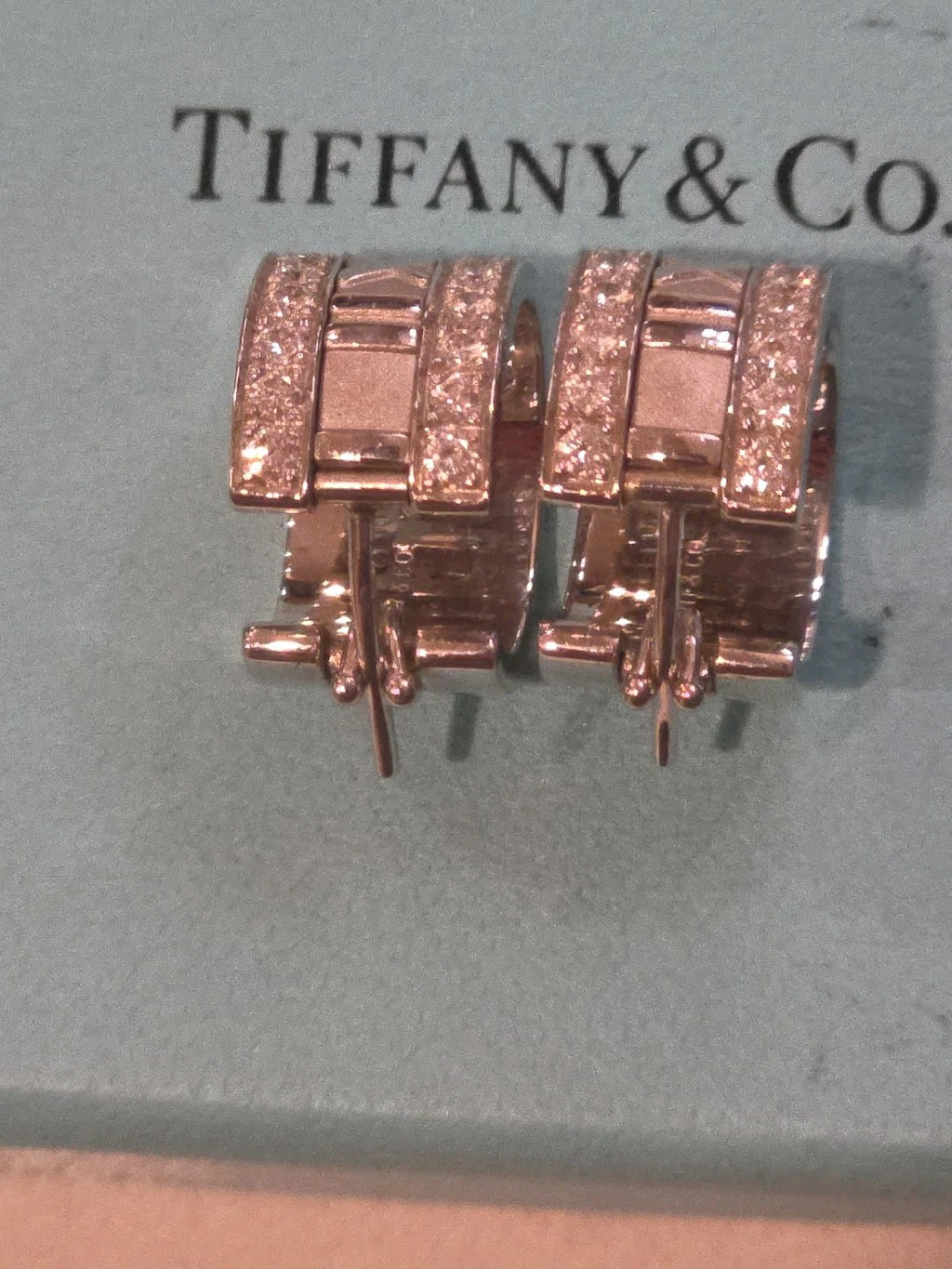 TIFFANY & Co. Atlas 18K White Gold Diamond Hoop Earrings