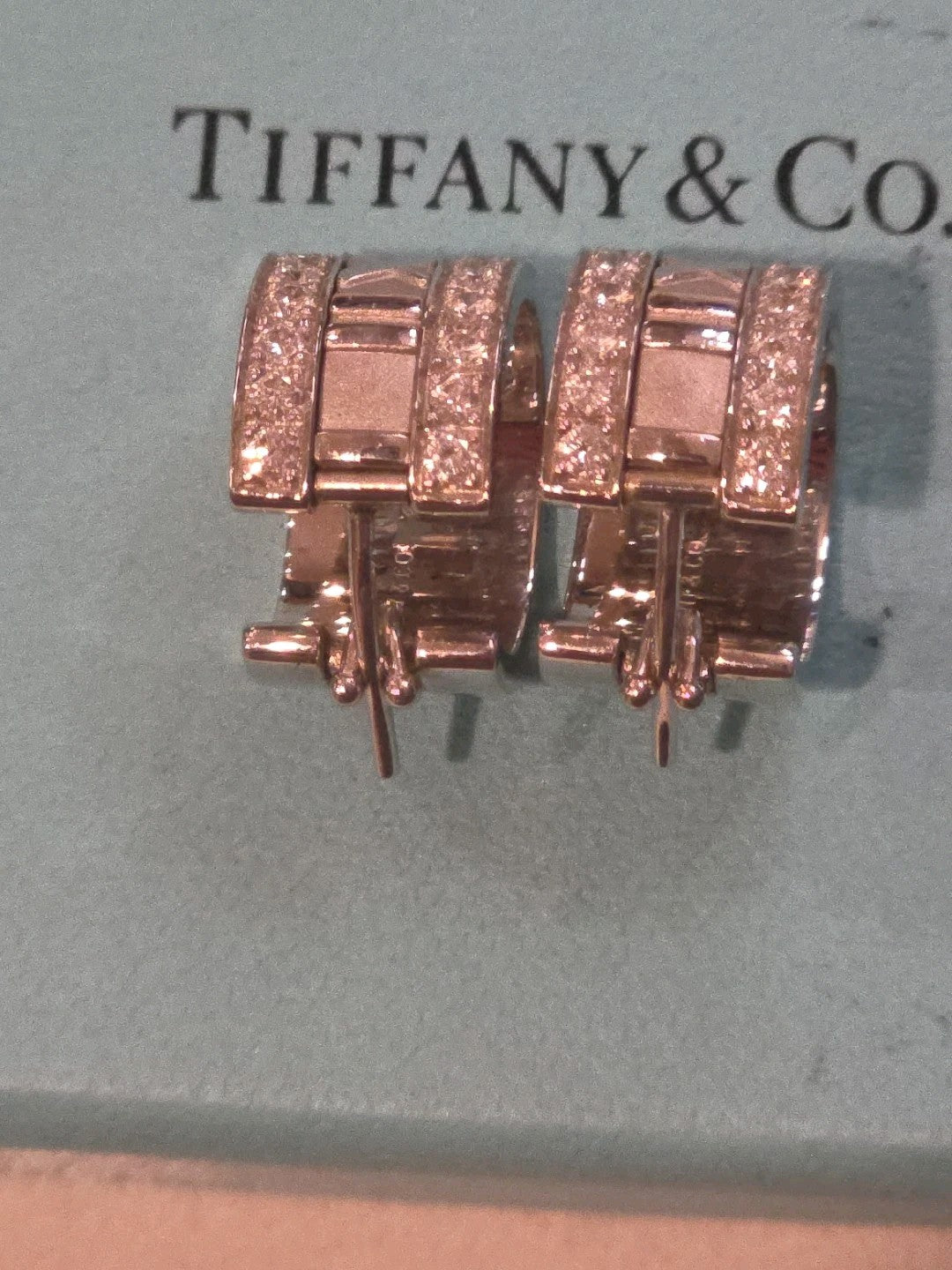 TIFFANY & Co. Atlas 18K White Gold Diamond Hoop Earrings