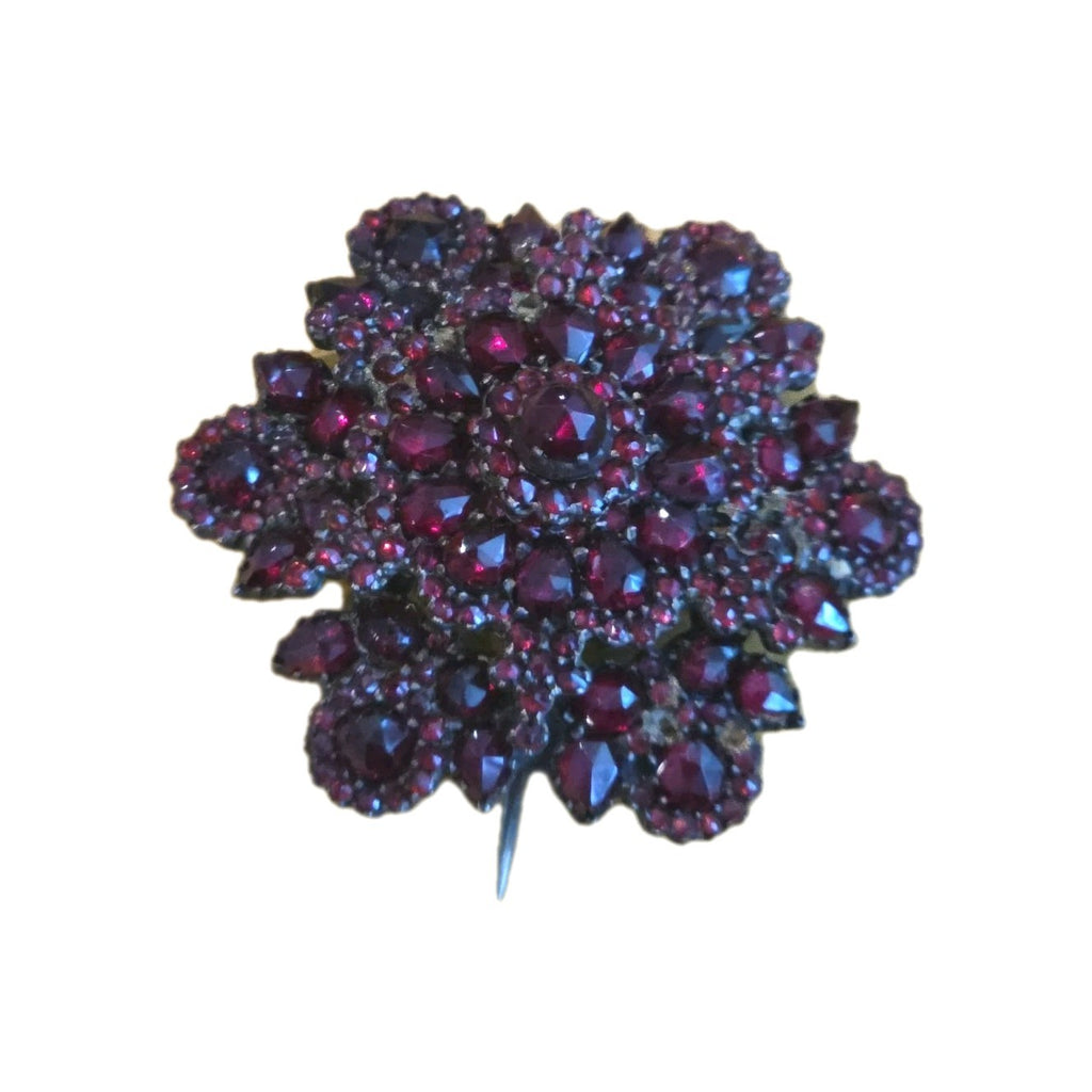Antique Victorian Star Shape Bohemian Garnet Brooch
