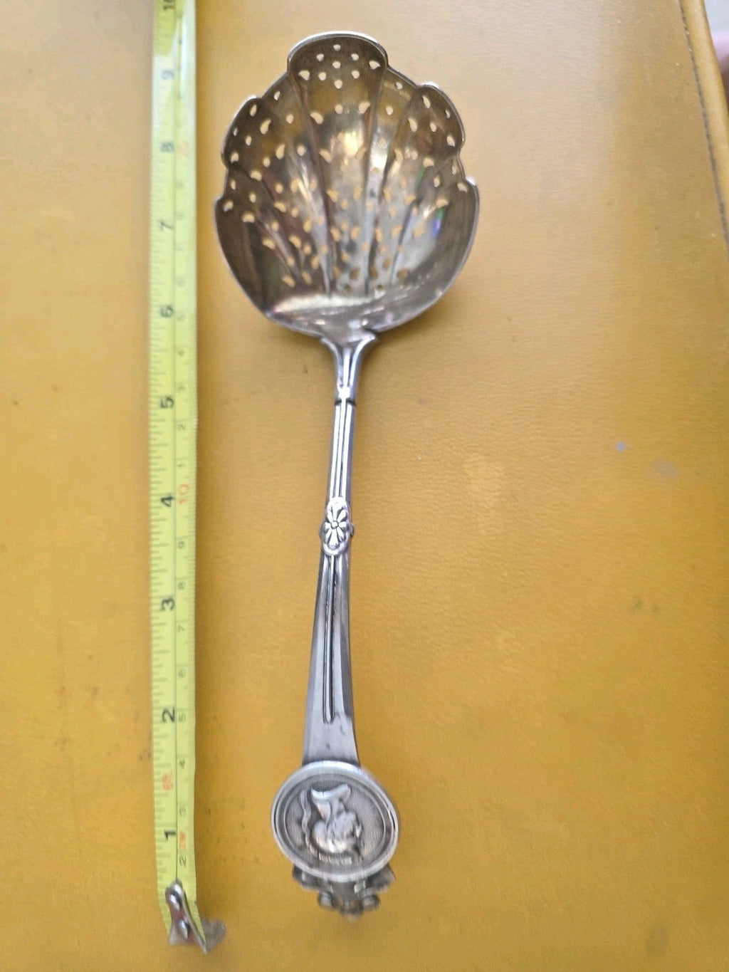 Antique Sterling Silver Gorham Medallion Pierced Berry Ladle