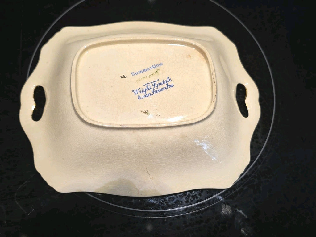1930s Wright Tyndale van Roden SUMMERTIME Chintz Pottery Bon Bon Dish 7"