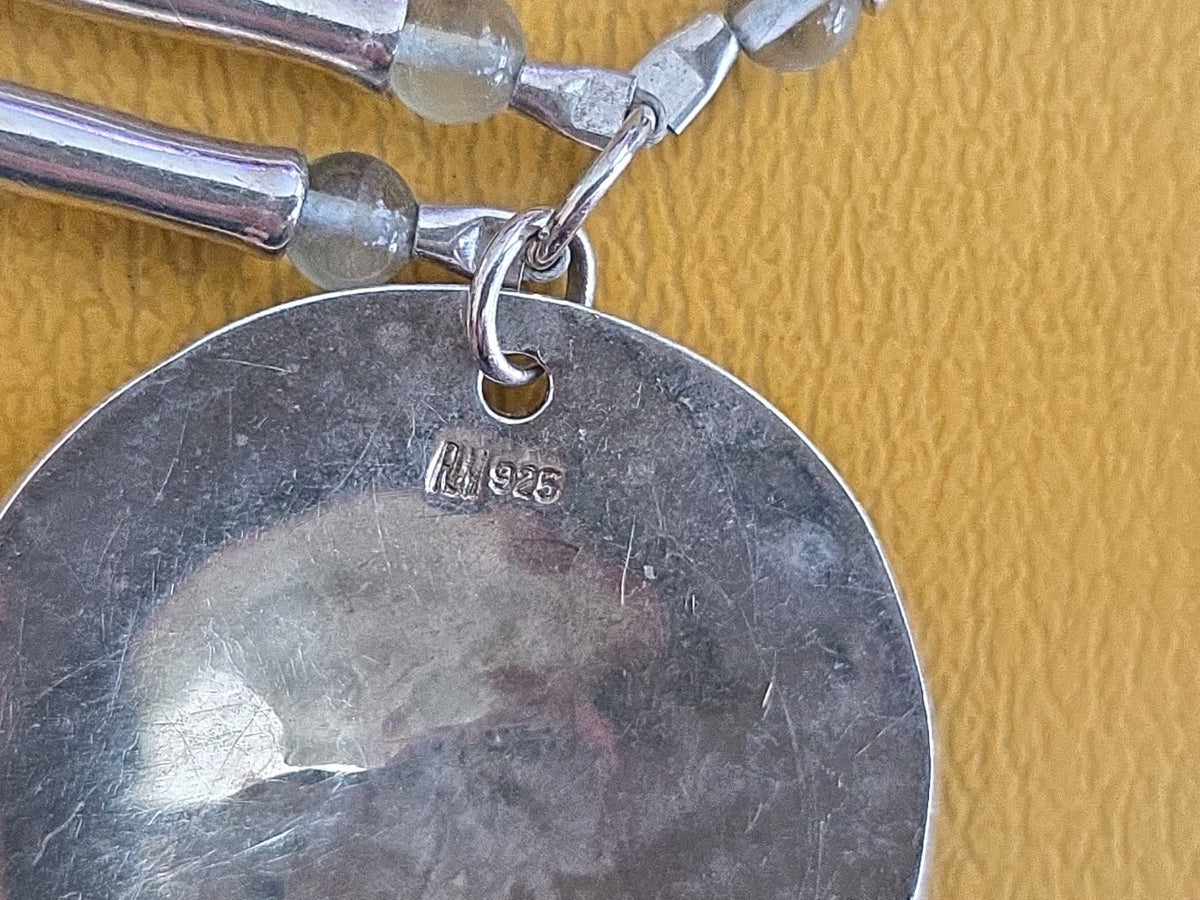RLM Studio Sterling Silver One World Large Disk Pendant Small Necklace