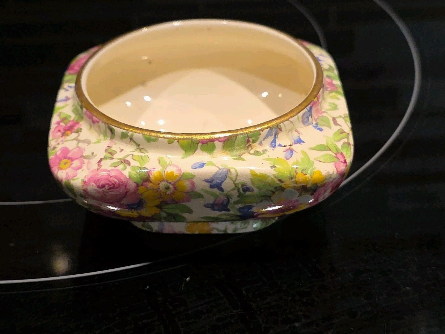 Vintage Royal Winton Grimwades "Summertime" Chintz Small Square Bowl