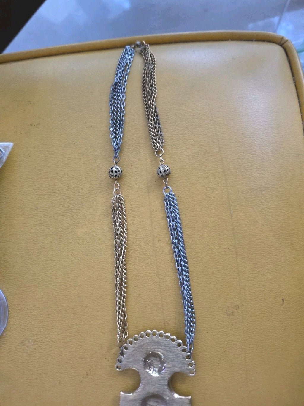 Vintage Silver Tone Etruscan Necklace