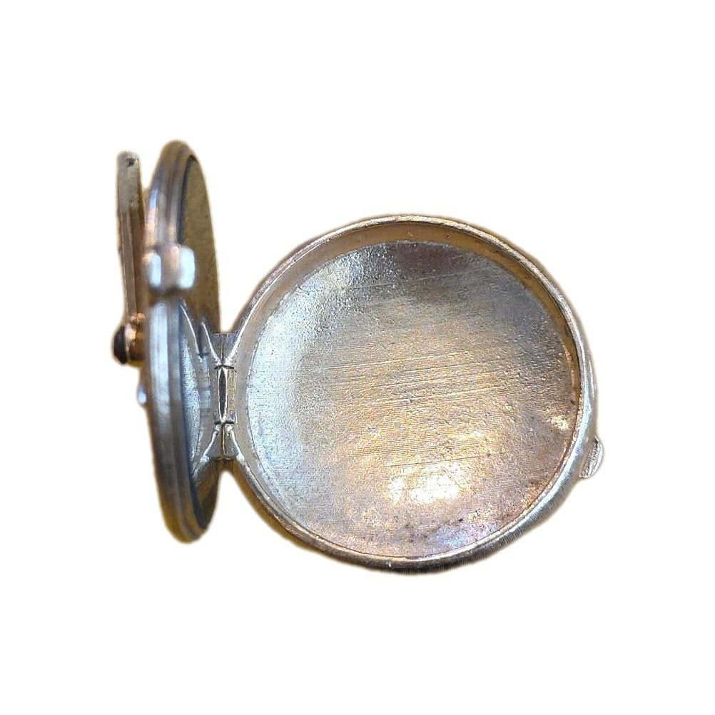 Vintage Florenza Pocket Watch Style Pill Box, Moveable clock arms w/Rhinestones