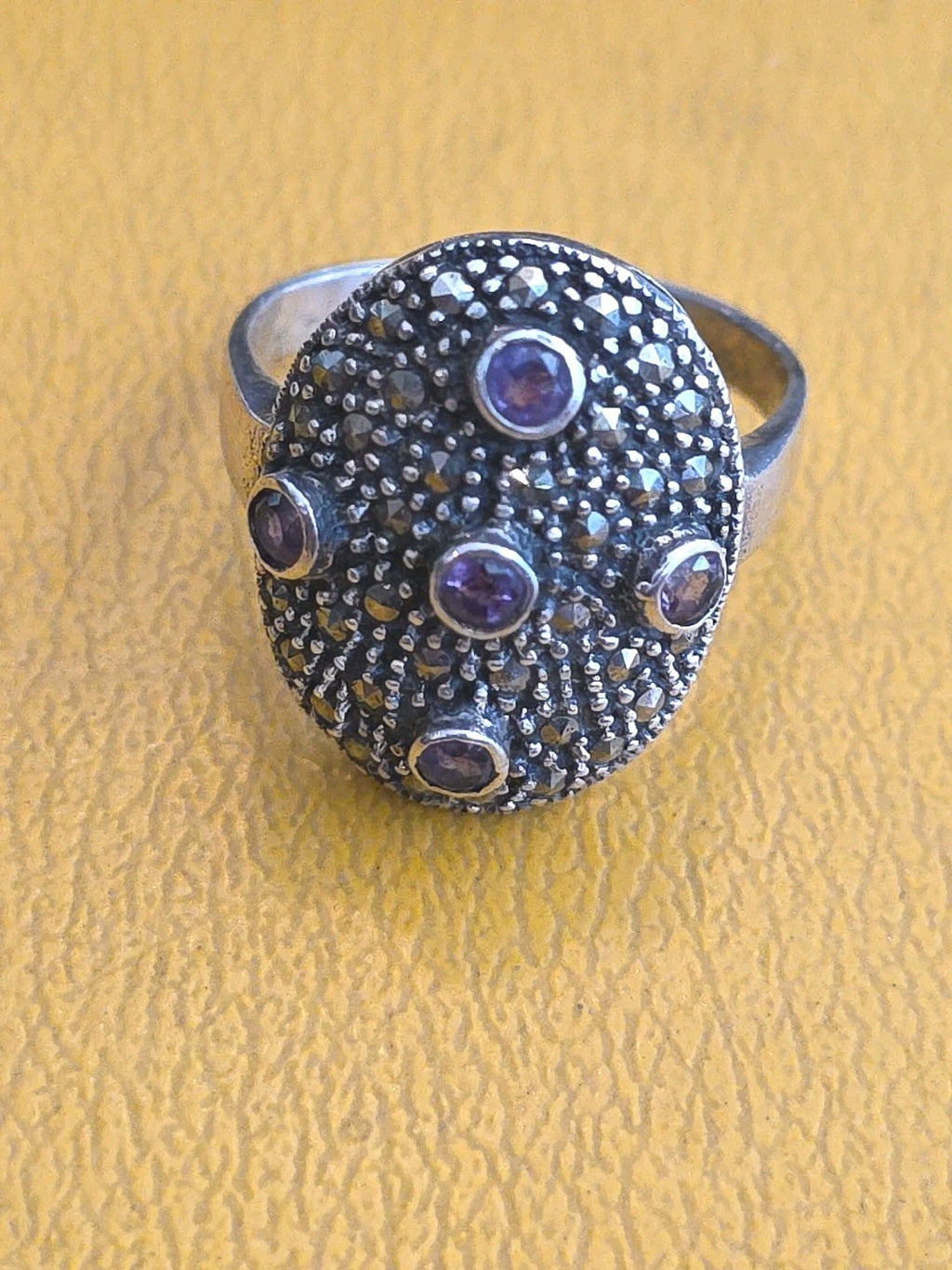 Judith Jack Marcasite 925 Sterling Silver Ring, Sz 9