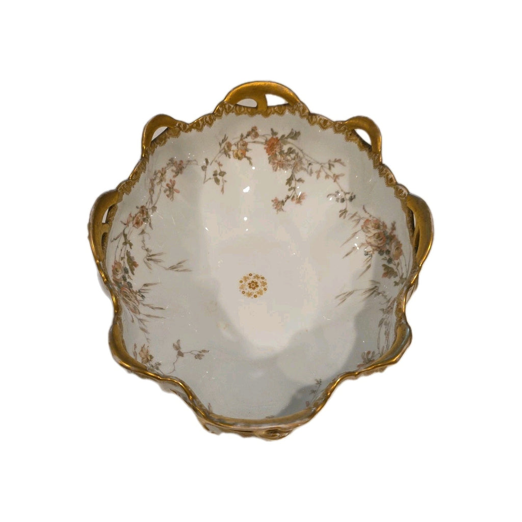 Haviland Limoges Artistic Motif Gold Decorated Mum Floral Oval Serving Bowl  453