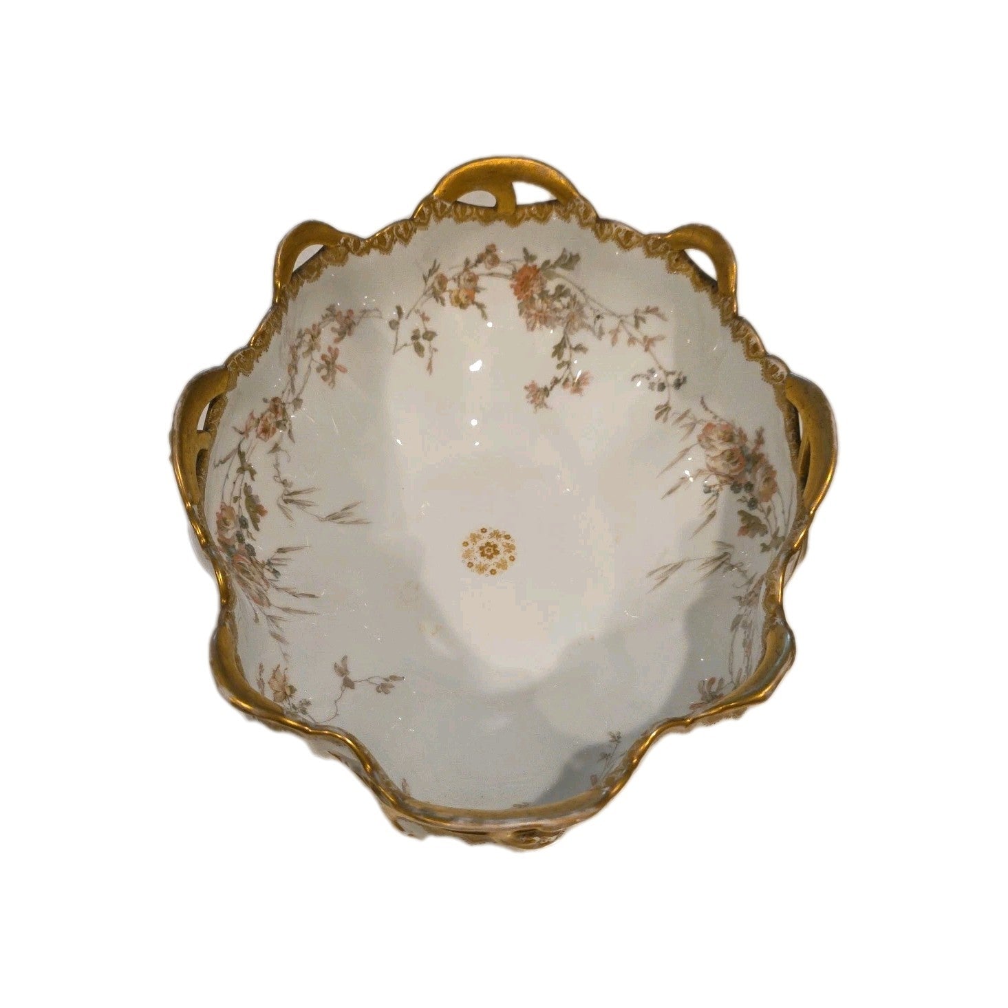 Haviland Limoges Artistic Motif Gold Decorated Mum Floral Oval Serving Bowl  453