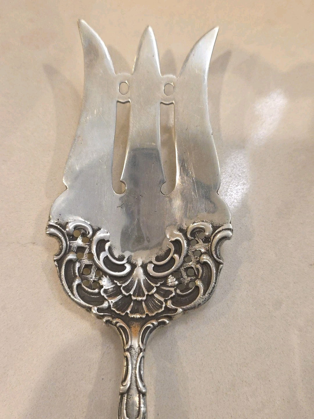 Regent by Durgin Sterling Silver Salad Serving Fork Pierced 9 1/2"