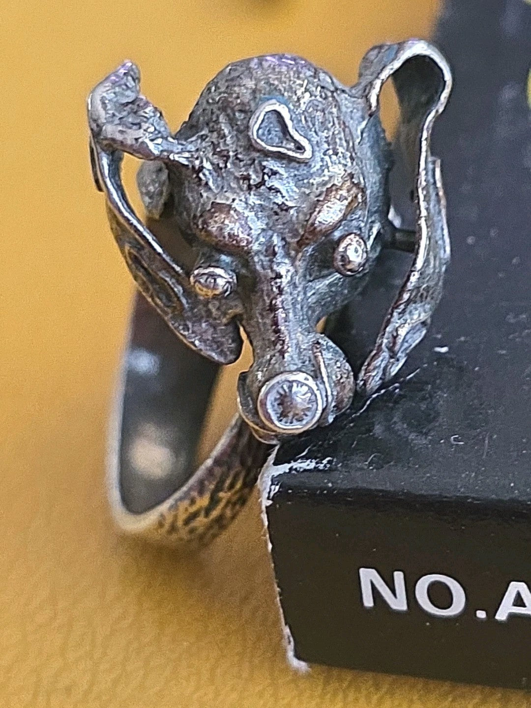 Vintage Italian Sterling  Silver Ring UNO A ERRE Dog Ring size 8.5