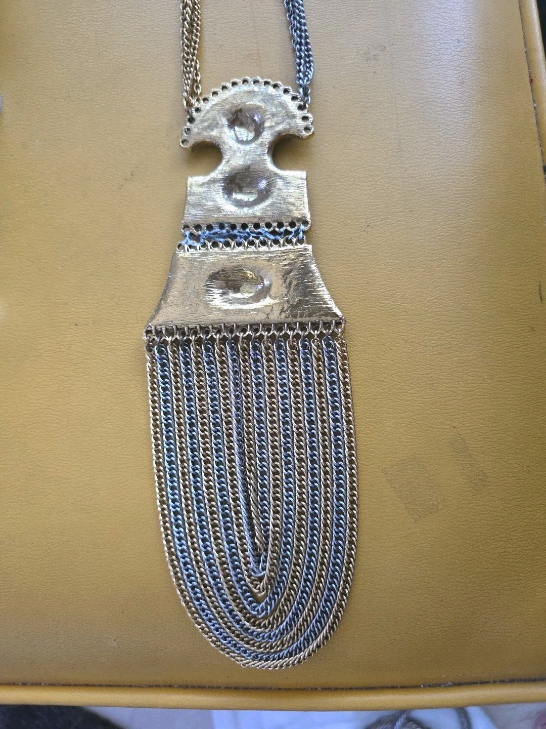 Vintage Silver Tone Etruscan Necklace
