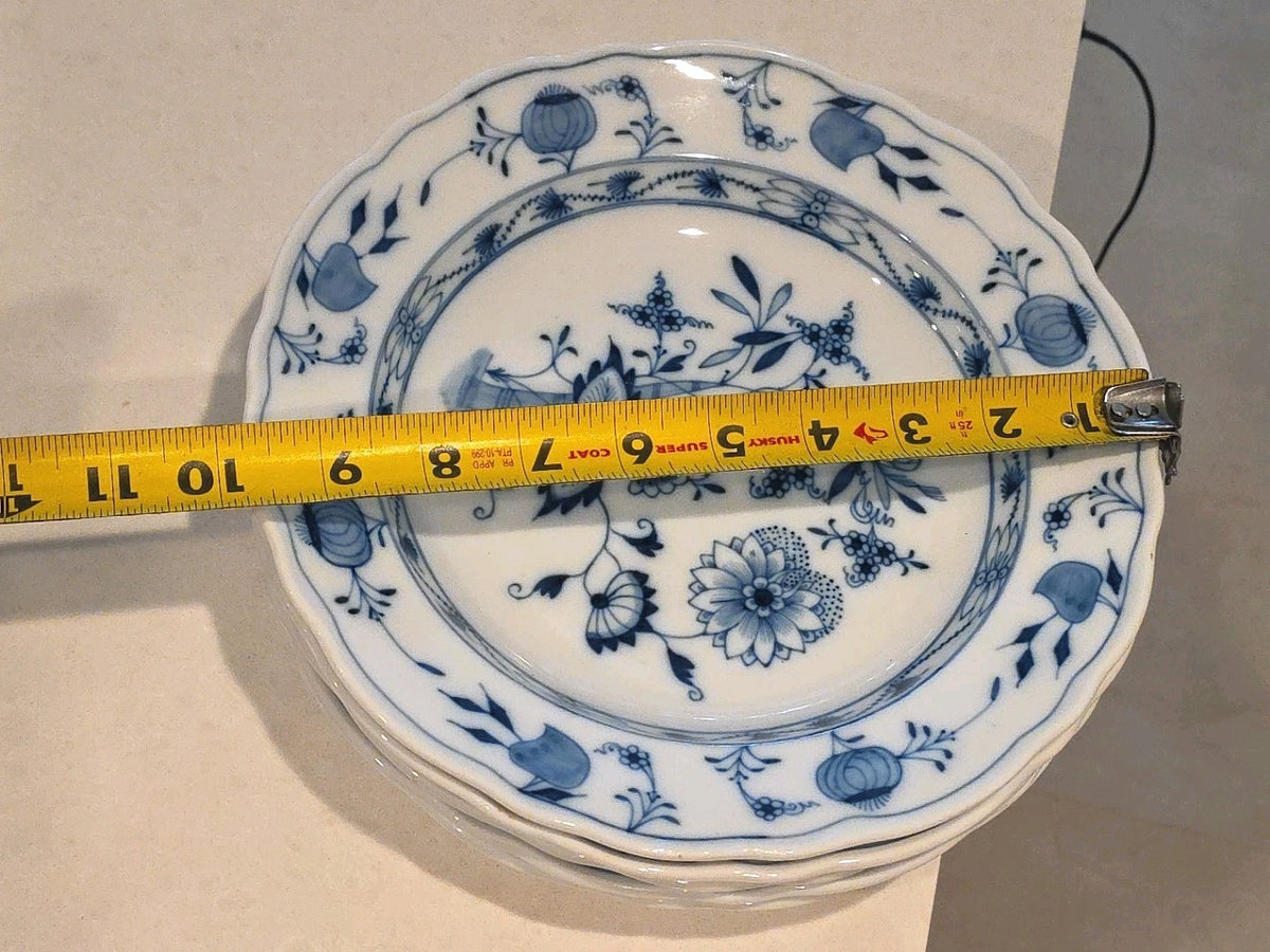 5 Antique Meissen Oval Backstamp Blue Onion Dinner Soup Plate