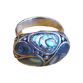 Beautiful Sterling Silver Abalone Oval Ring Size 8