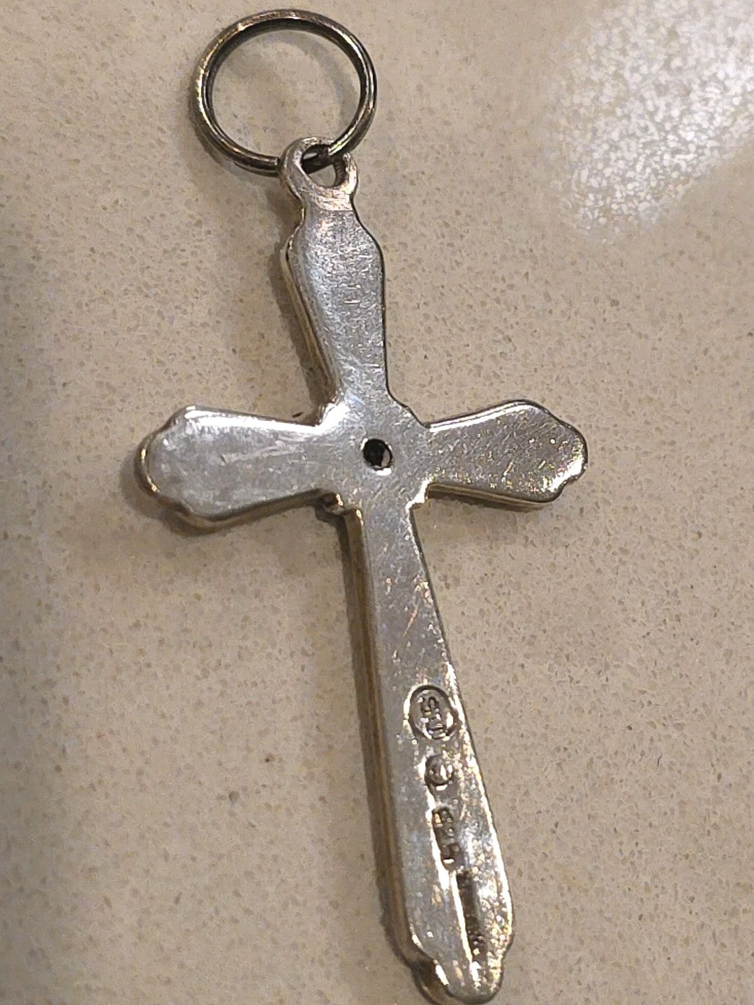 SU Beautiful Intricate Small Cross 925 With Blue Sapphire