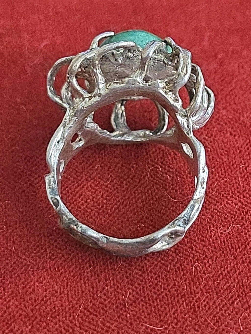 .925 Sterling Silver Chrysocolla Brutalist Statement Ring Size 6