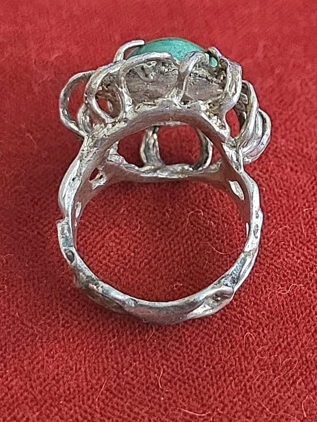 .925 Sterling Silver Chrysocolla Brutalist Statement Ring Size 6