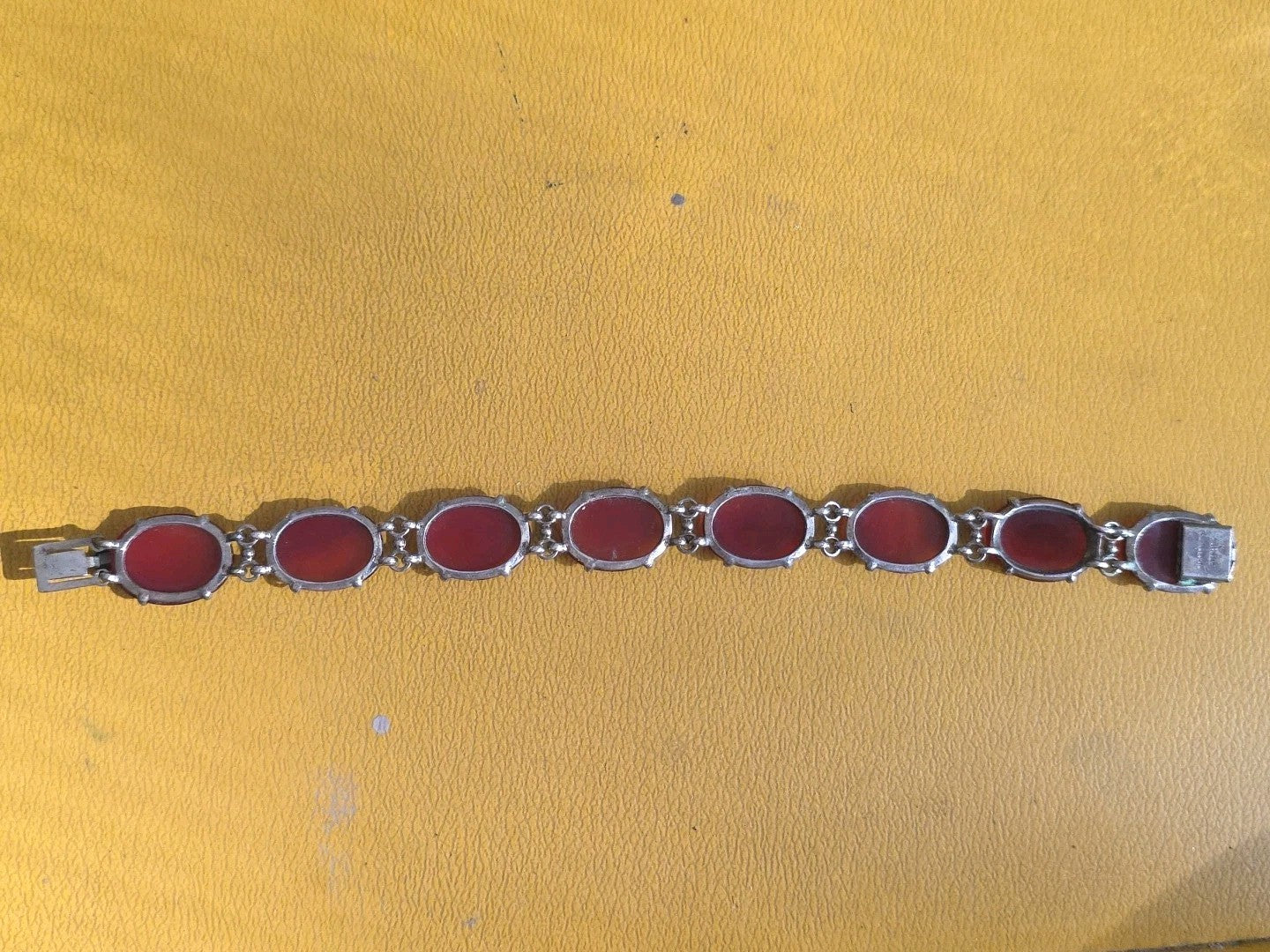 Wachenheimer Brothers Sterling Silver 925 Carnelian Bracelet Art Deco 6 1/2"