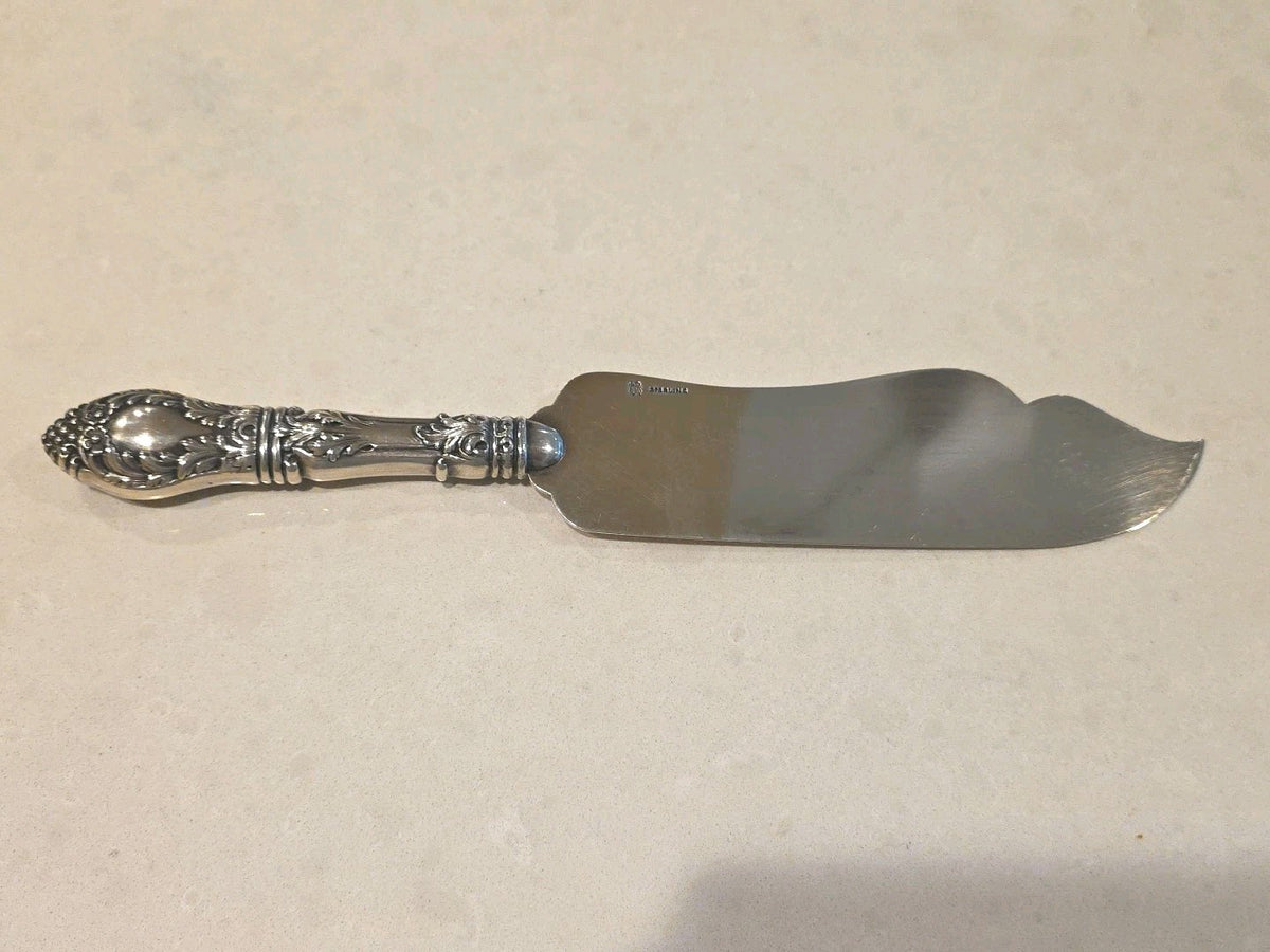 1900s Serving Knife Solid Sterling Silver Rococo Large 10 3/4" Rare