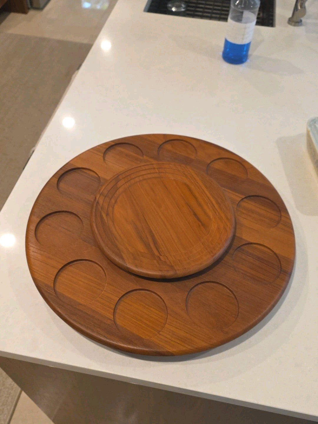 Danish Lazy-Susan-Tray Vtg Digsmed Mid-Cen Scandinavian Walnut 18.5" Lg