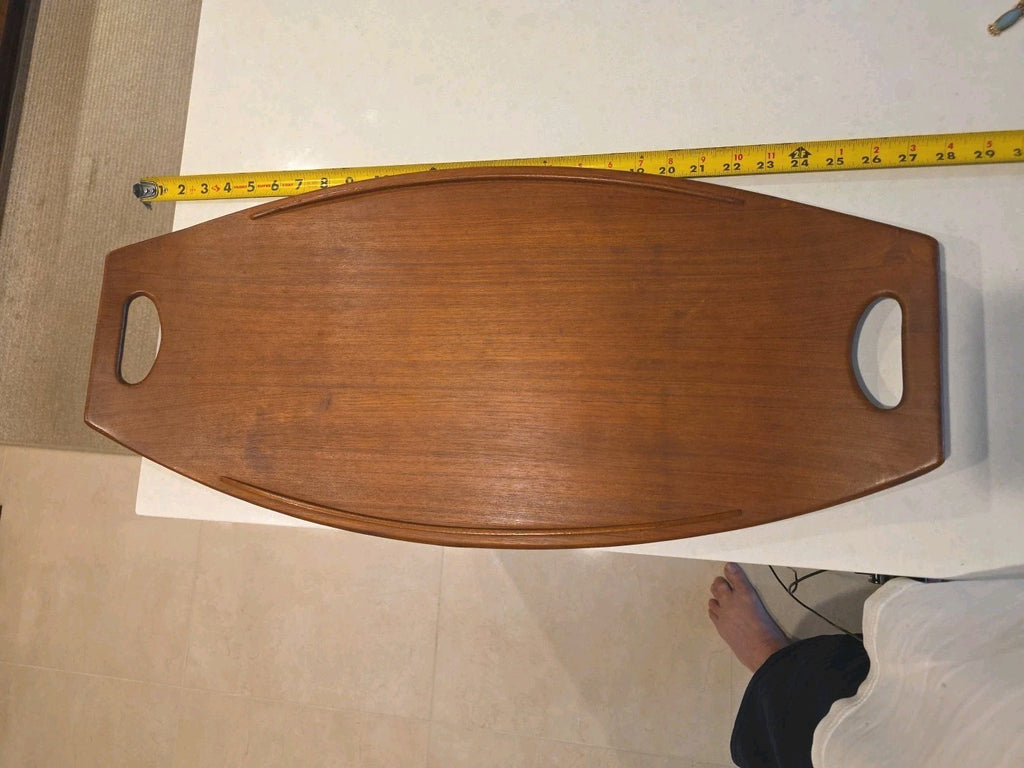 Vintage Large 27 " Dansk MCM Modern Teak Serving Tray Gondola Surfboard 803