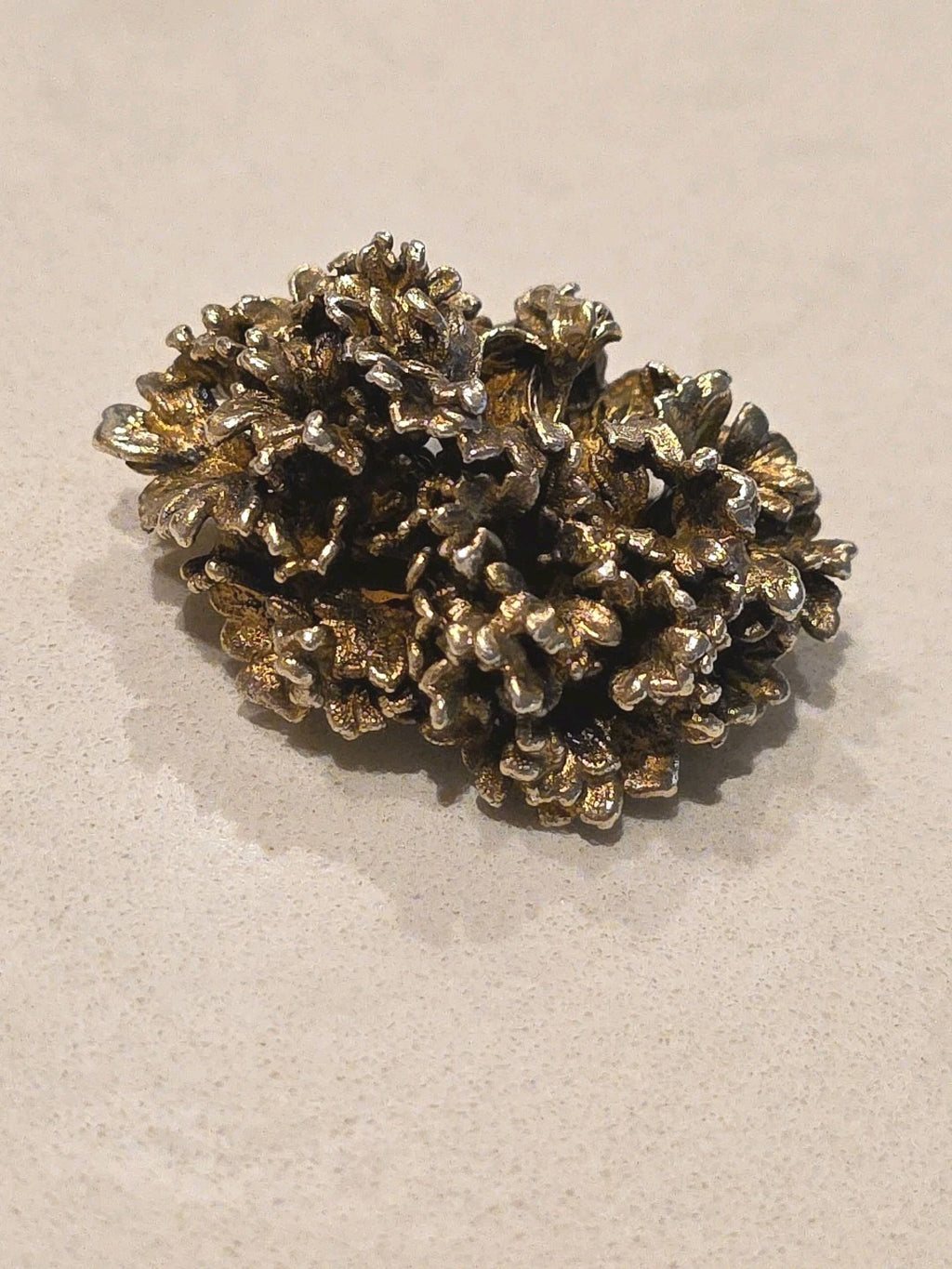 TILIA DENMARK 925 Silver  Vintage Sculpted Floral Design Brooch Pin