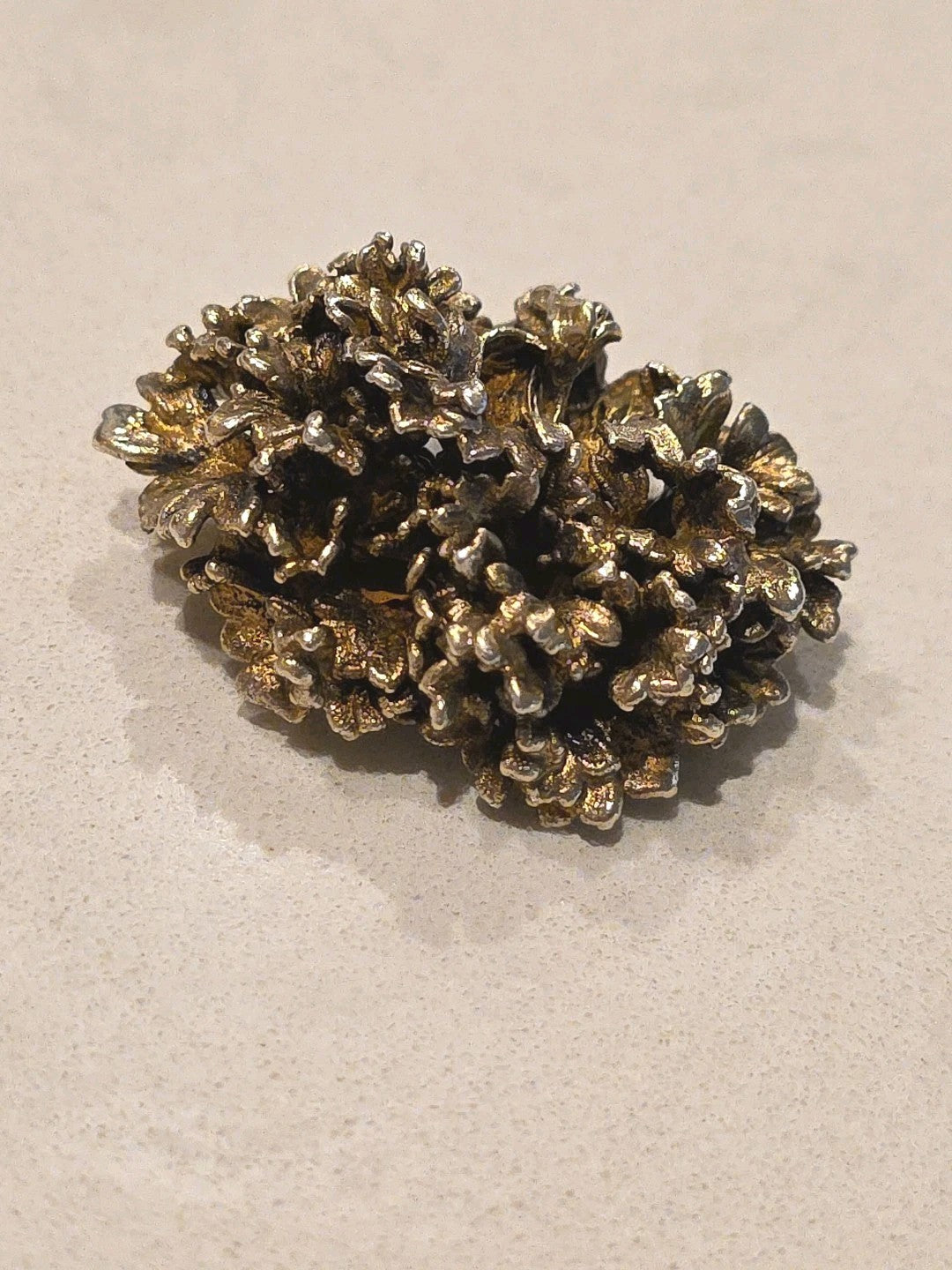 TILIA DENMARK 925 Silver  Vintage Sculpted Floral Design Brooch Pin
