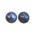 BC Silver Bowman Originals 925 Silver & Blue Enamel Laurel Leaf Dome Earrings