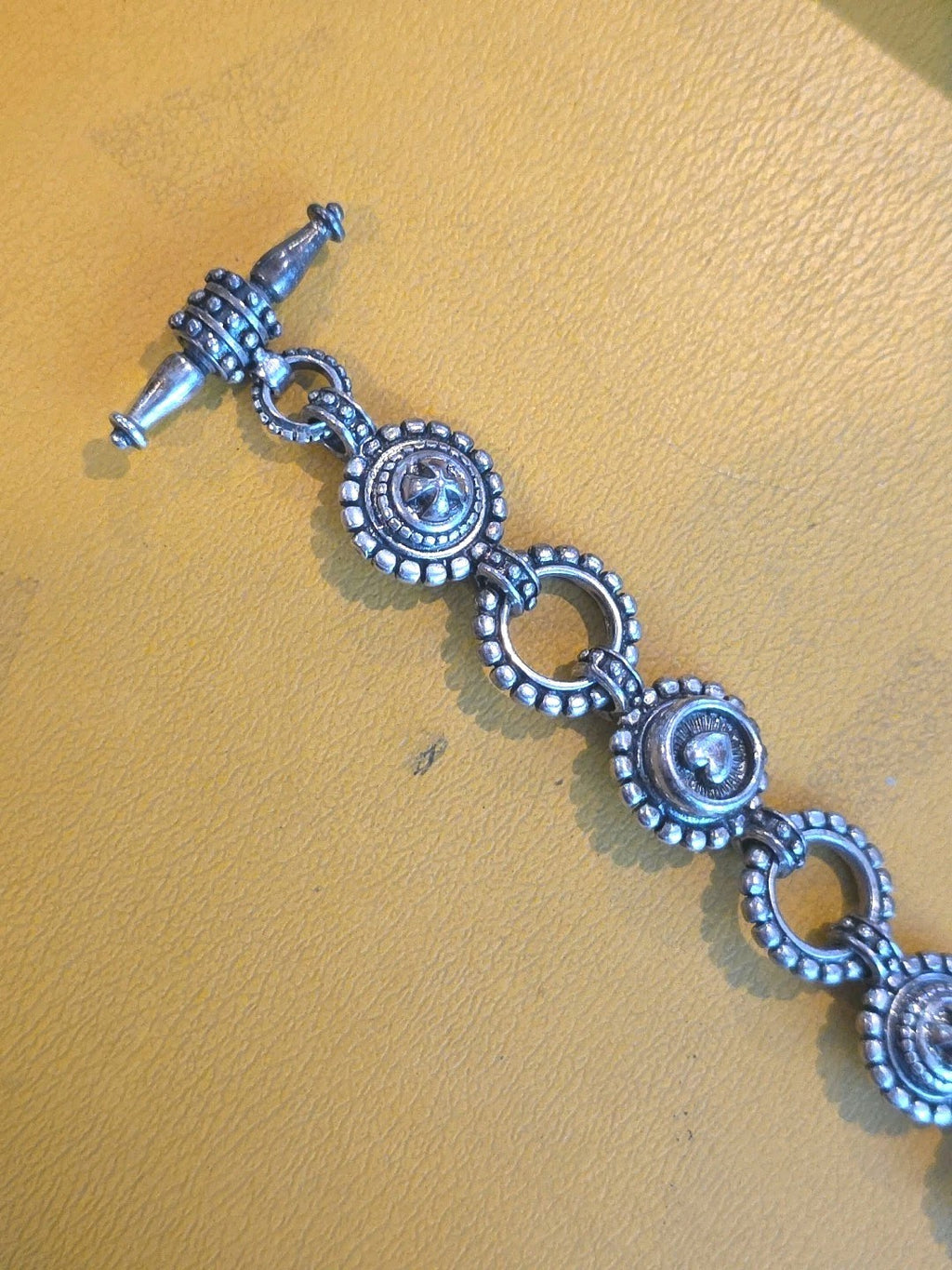 Handmade B C Bowen OriginalHeart & Nail Head Toggle Bracelet | Sterling Silver