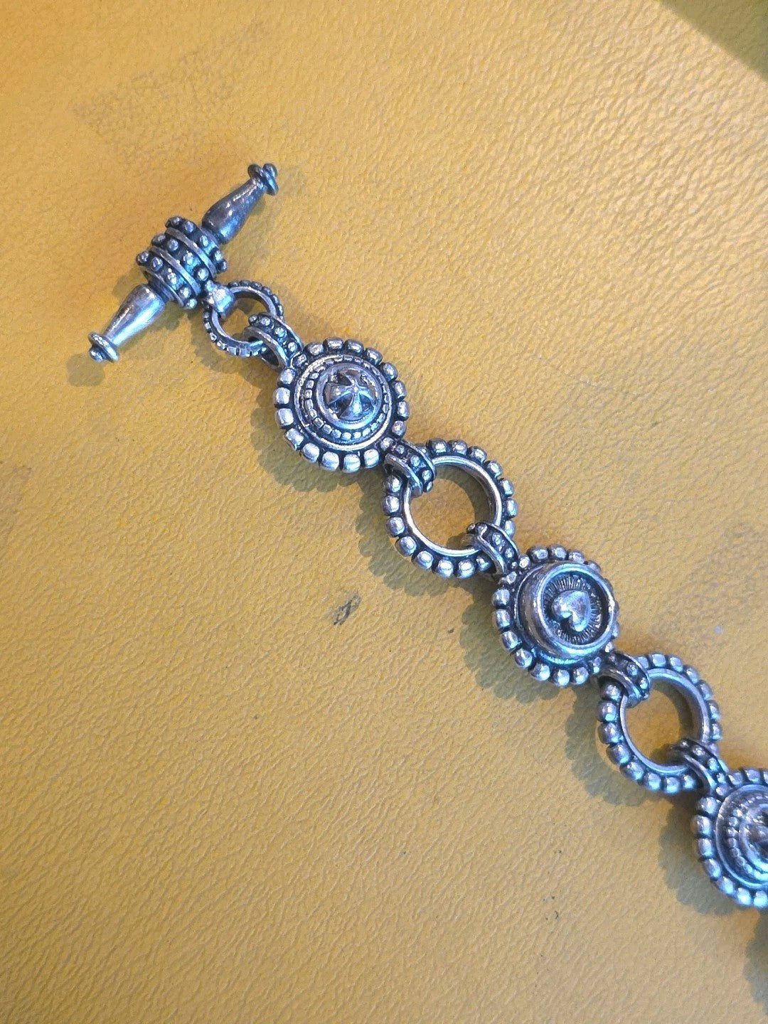 Handmade B C Bowen OriginalHeart & Nail Head Toggle Bracelet | Sterling Silver