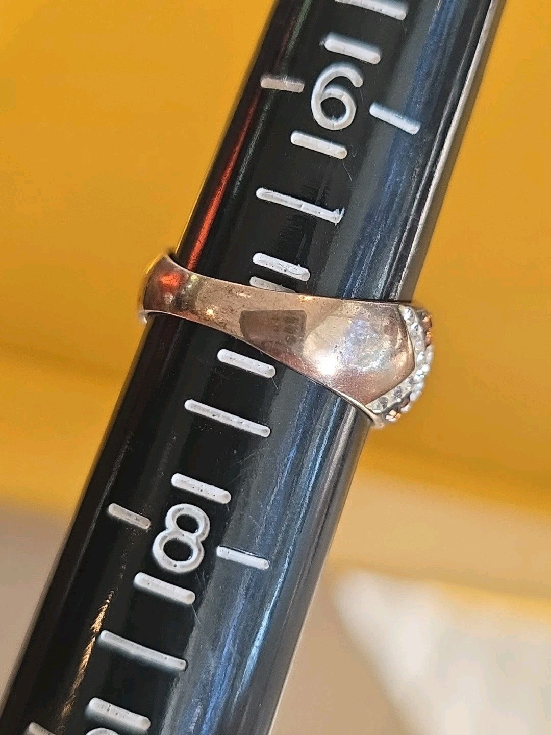 Sparkly Signed S925 Sterling Silver Citrine Ring Sz 7
