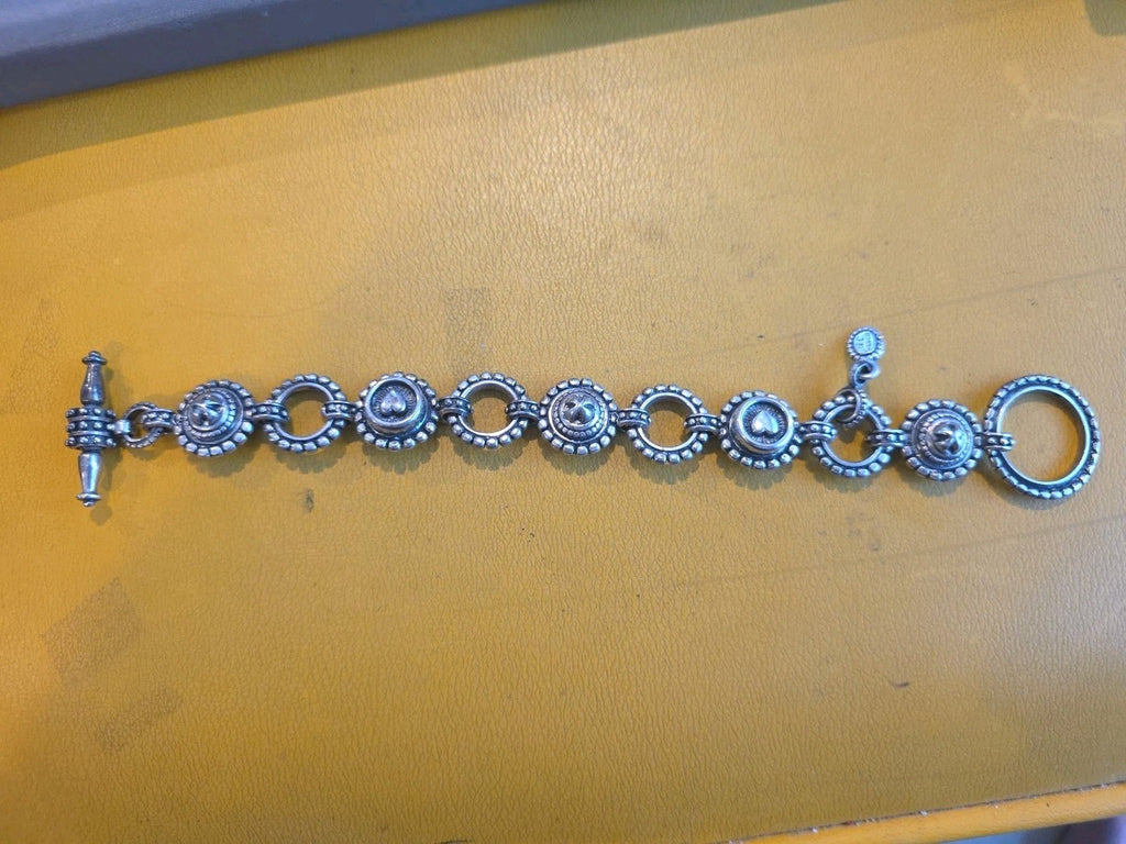 Handmade B C Bowen OriginalHeart & Nail Head Toggle Bracelet | Sterling Silver