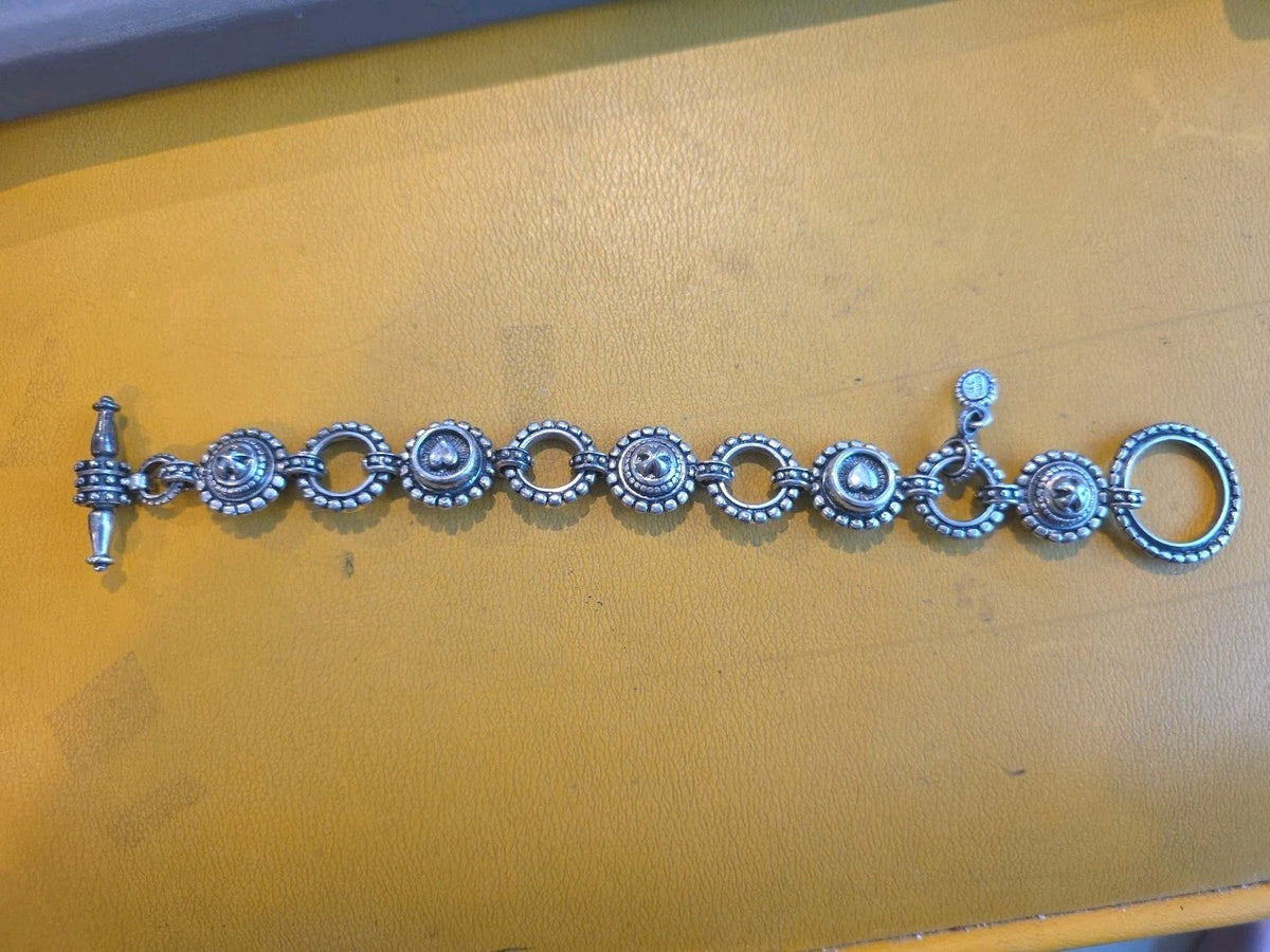 Handmade B C Bowen OriginalHeart & Nail Head Toggle Bracelet | Sterling Silver