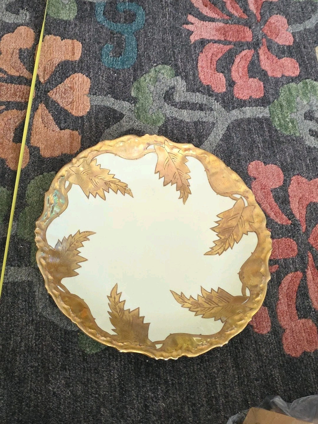 19th Century Elite Works Limoges France 12" Hand Decorated Platter w/ Heavy Gold