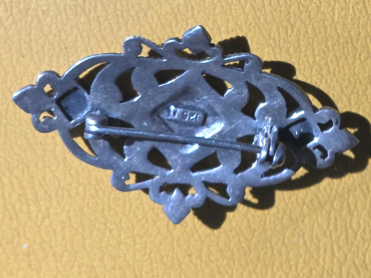 Vintage Sterling Silver 925 Marcasite Small Brooch