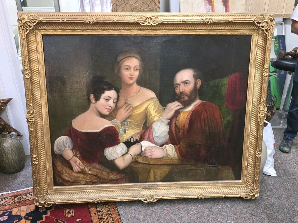 HUGE Thomas Prichard Rossiter 60" x 61" Oil Painting PARIS 1841