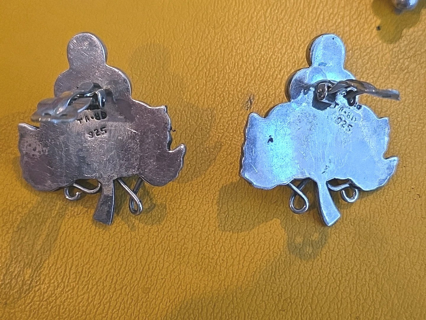 Vintage Taxco Signed Sterling Silver Mexico Clip On Grapes Earrings 1.5"