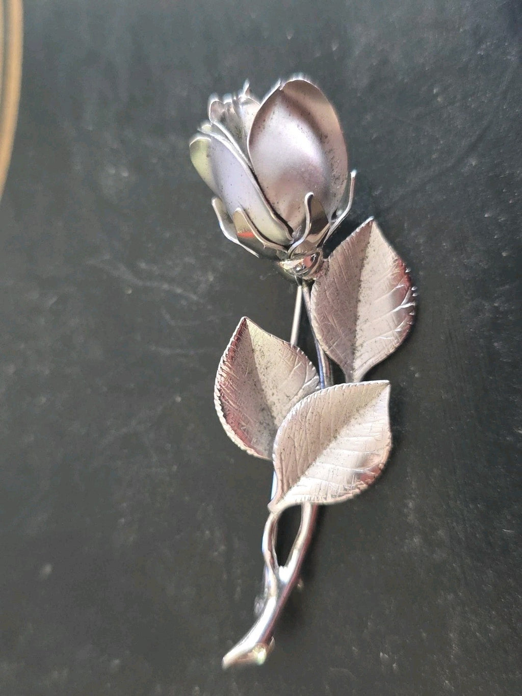 Vintage Signed HSB Harry S Bick 925 Sterling Silver Rose Brooch Pin