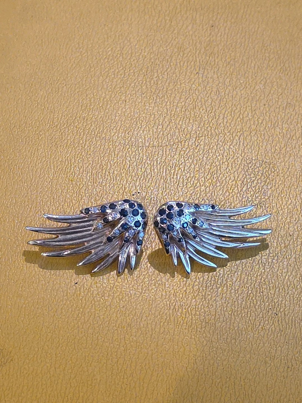 18kt Yellow Gold & Diamond & Saffire Wing Earrings
