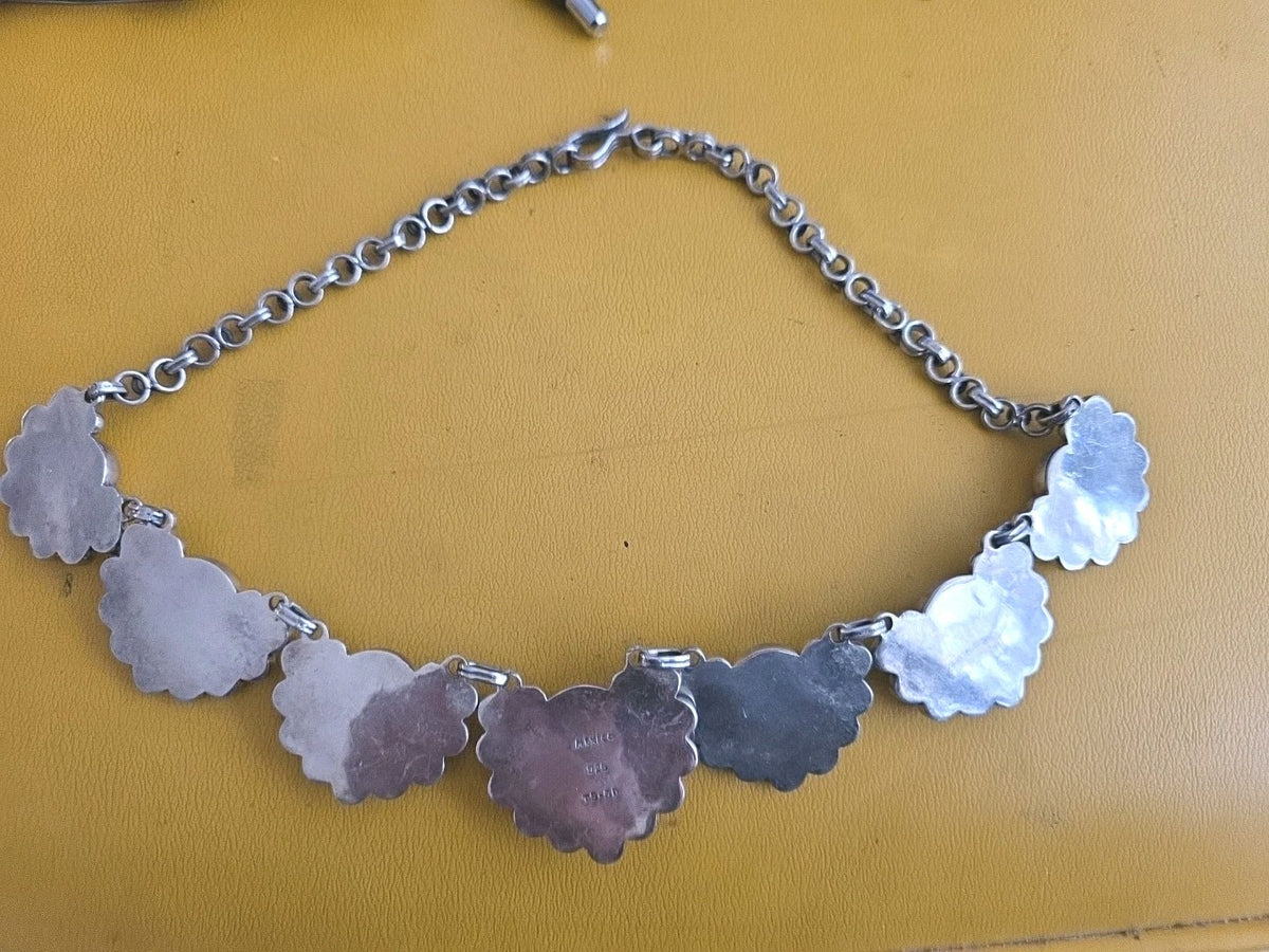 Vintage Taxco Mexican Sterling Silver Fan Necklace