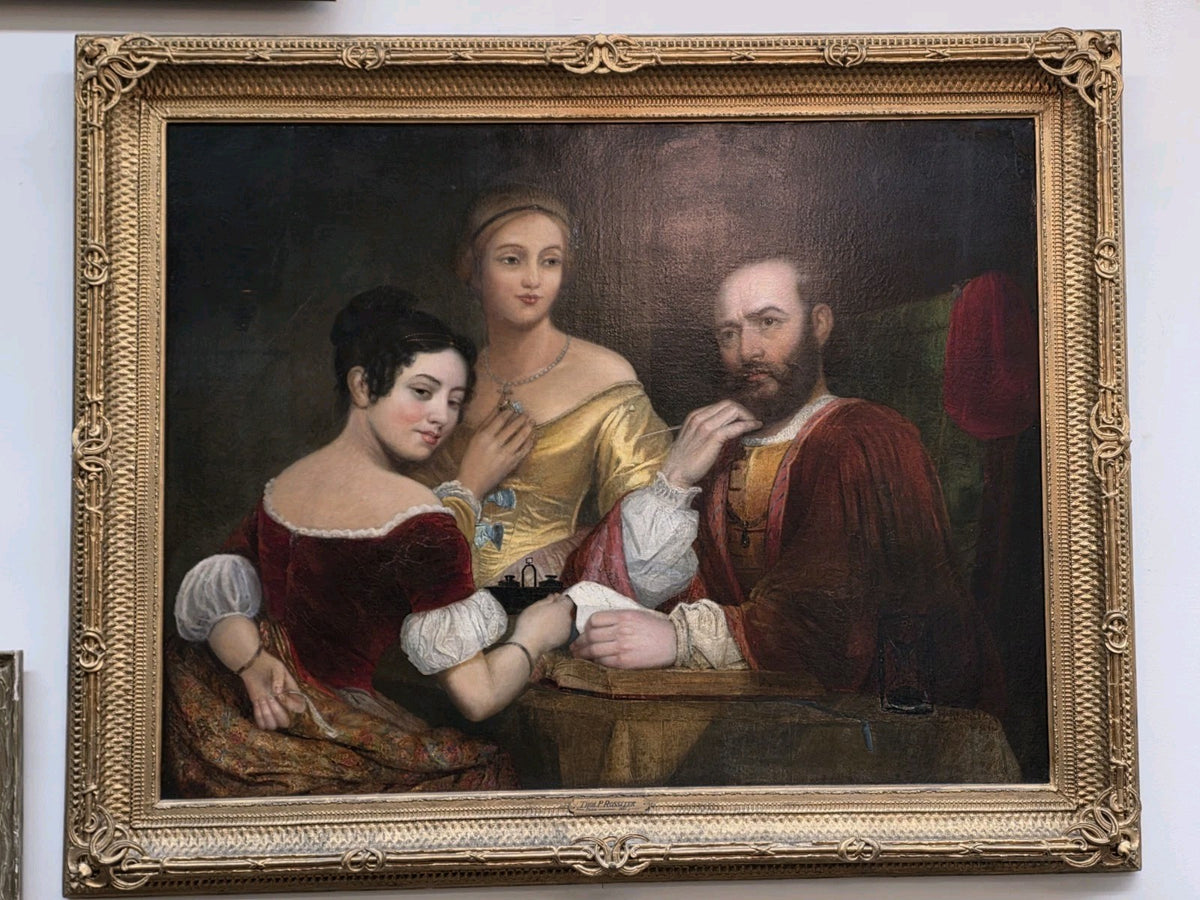 HUGE Thomas Prichard Rossiter 60" x 61" Oil Painting PARIS 1841