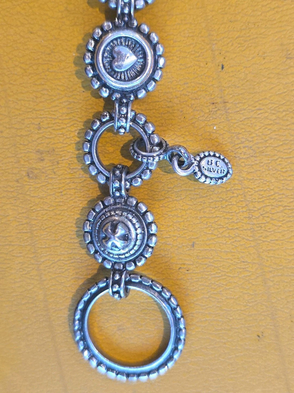 Handmade B C Bowen OriginalHeart & Nail Head Toggle Bracelet | Sterling Silver