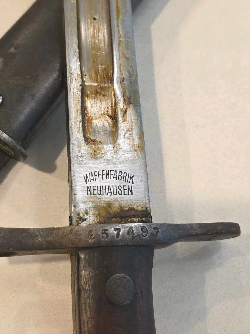 WWII German K98 Mauser Bayonet Waffenfabrik Neuhausen & Sheath