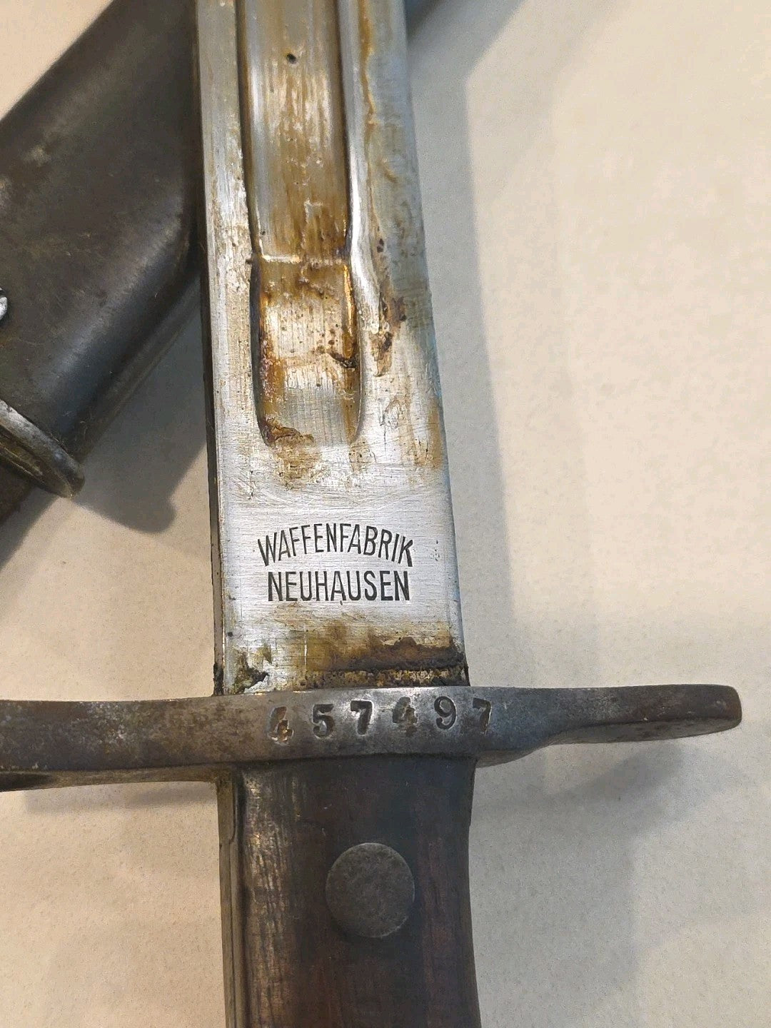 WWII German K98 Mauser Bayonet Waffenfabrik Neuhausen & Sheath