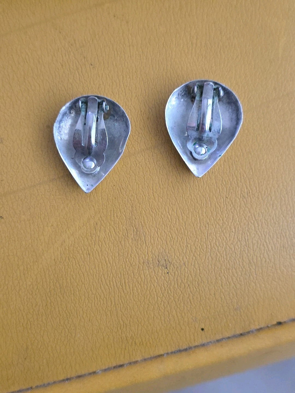 Vintage Sterling Silver & Onyx Tear Drop Clip-on Earrings Jewelry 🖤