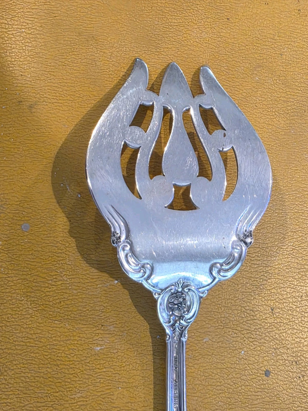 Lunt Sterling Silver Small Solid Cold Meat Serving Fork 7 3/4" Eloquence Pattern