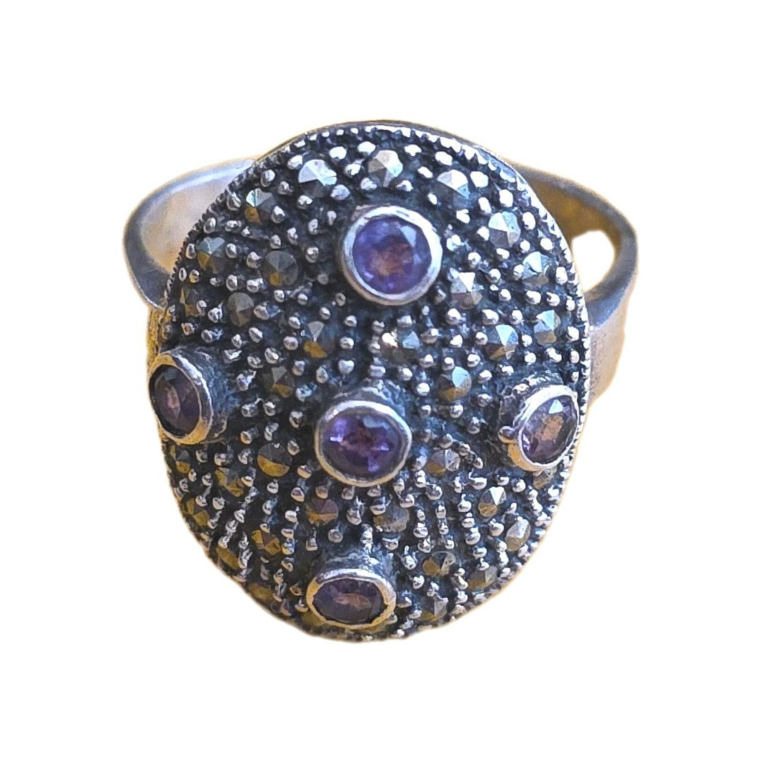 Judith Jack Marcasite 925 Sterling Silver Ring, Sz 9