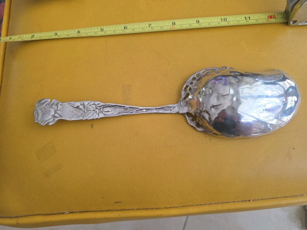 Bridal Rose by Alvin Sterling Silver Salad Serving Spoon 9 7/8" Heirloom