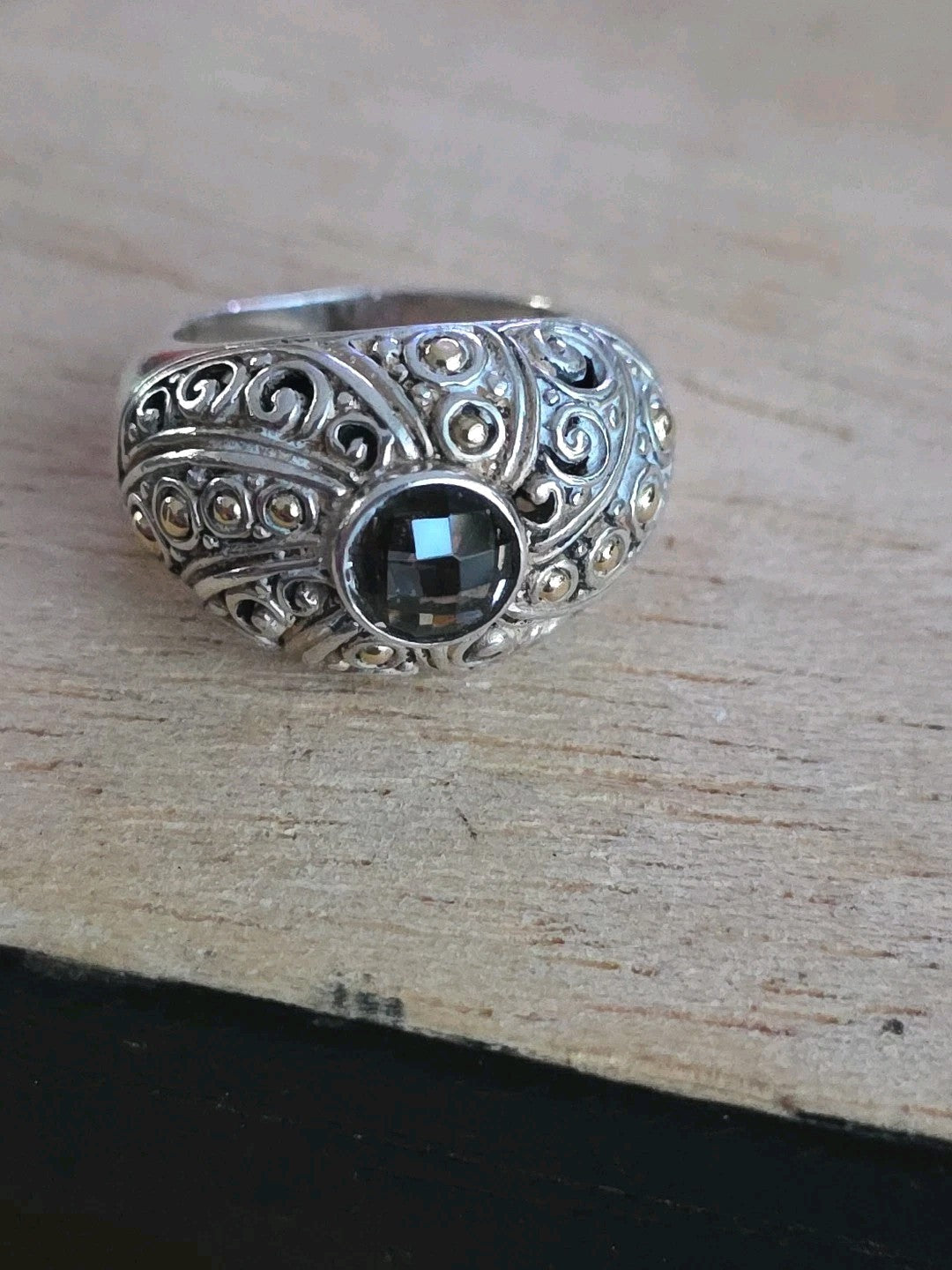 *Samuel B Behnam BJC Sterling 925 Silver 18k GOLD Blue Stone Ring Size 7
