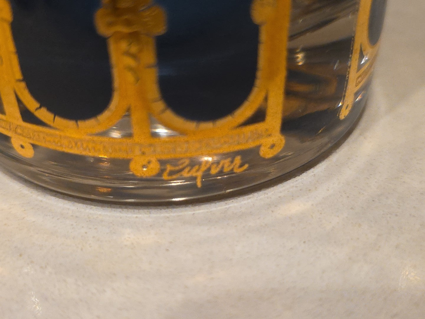 Six 1950 MCM Emerald Green 22k Gold Glasses Signed Culver Highball
