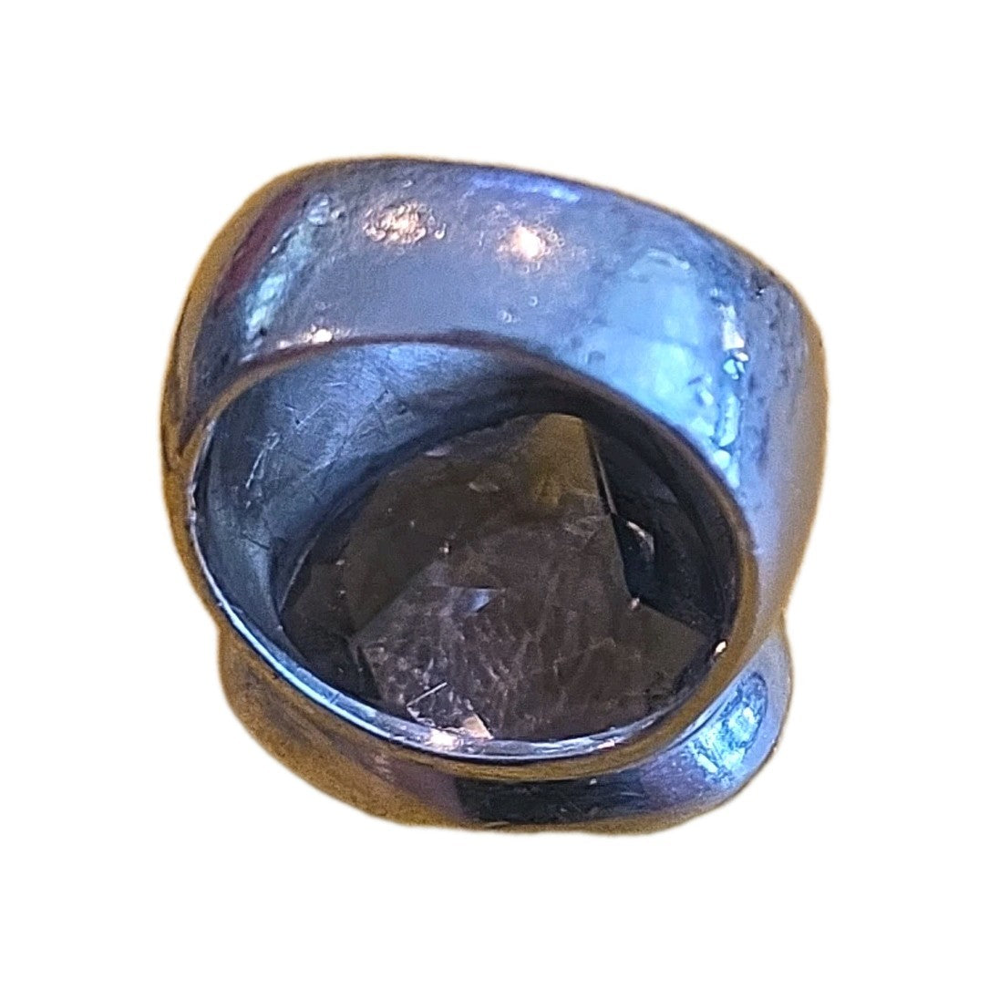 HUGE VINTAGE SWAROVSKI PURPLE LILAC PERIWINKLE WIDE RING 925 STERLING HALLMARKED